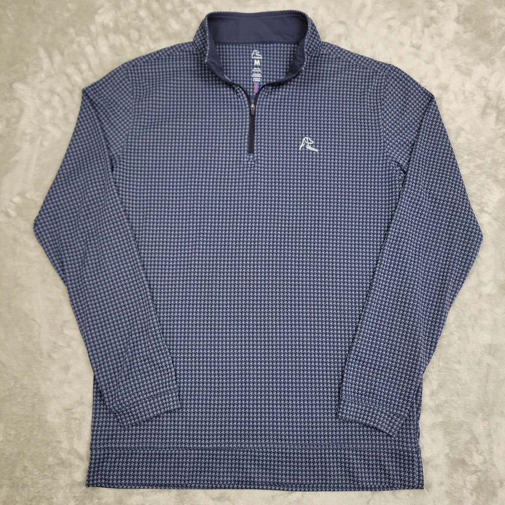 Rhoback Quarter Zip Mens Medium Navy Blue Geometric Pullover Golf Long Sleeve